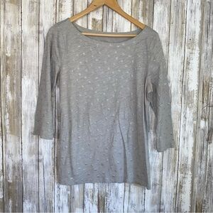 LOFT Gray Polka Dot Blouse
